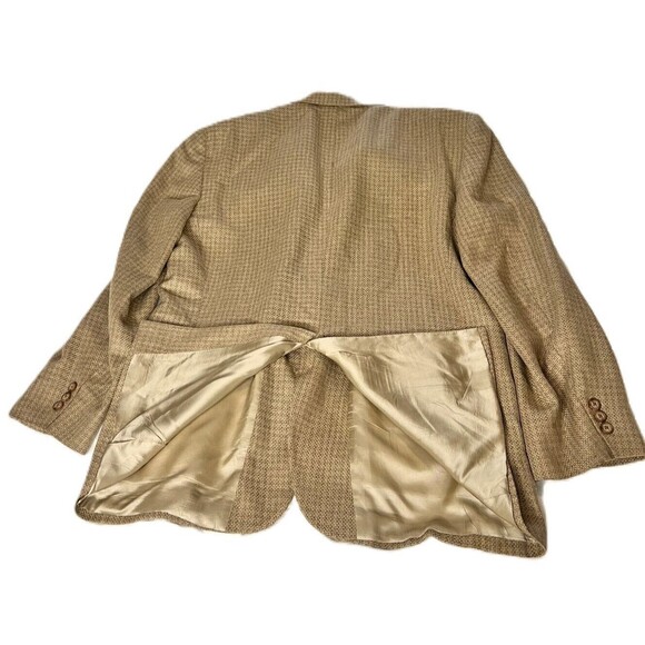 Vintage Lana Moda Fine Italian Mens Blazer Beige Tan Silk Wool Size 42R - Picture 5 of 12